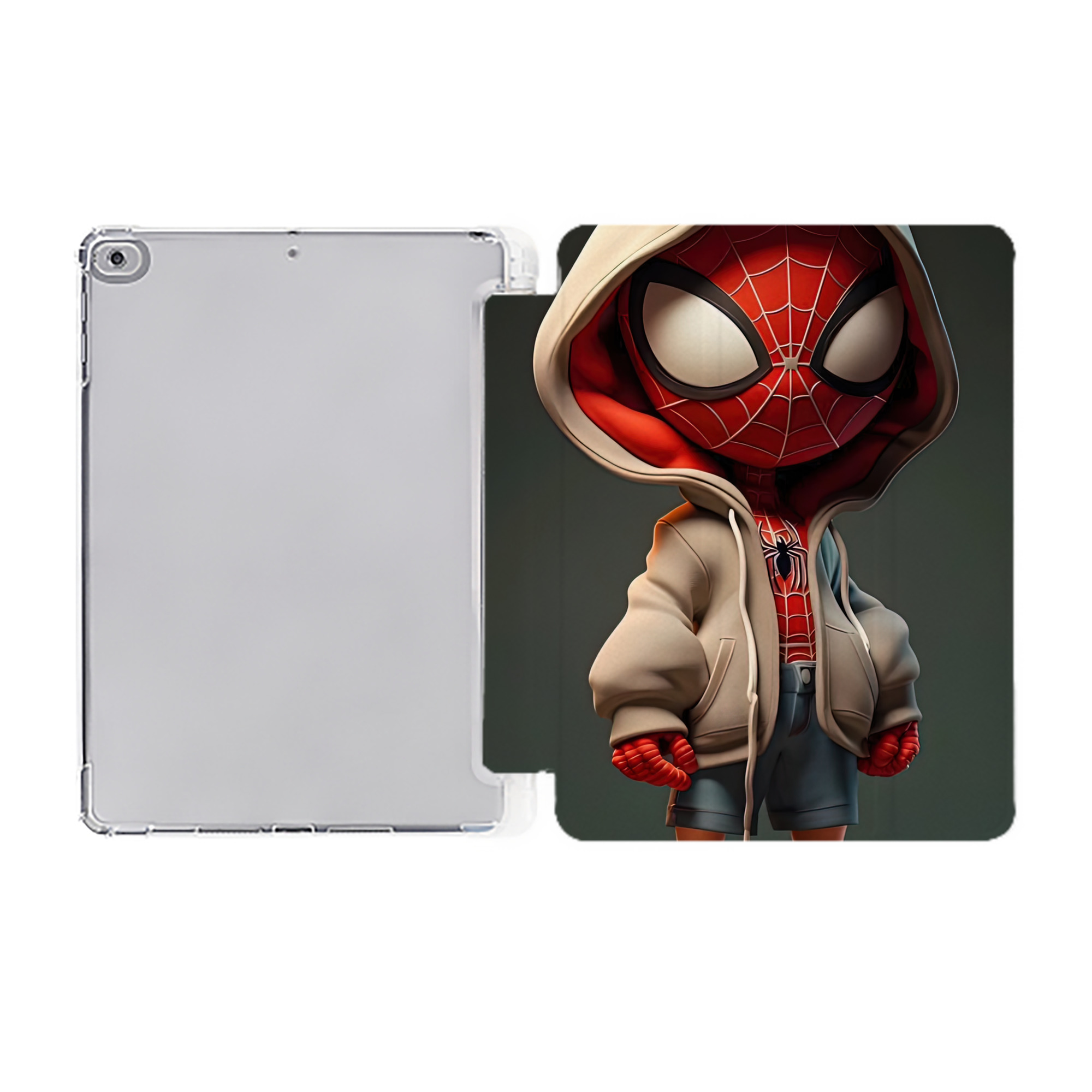 （画像用） Spider Man スパイダーマン IPad ケース ペン収納付き 三つ折りスタンド PUレザー×シリコン 対応機種9.5/10.5/10.9インチ